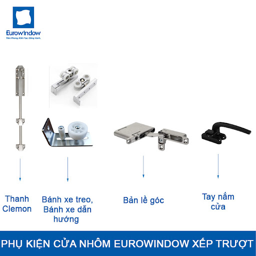 Phụ kiện cửa nhôm Eurowindow cửa đi xếp trượt