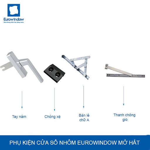 Bộ phụ kiện cửa nhôm Eurowindow mở hất  