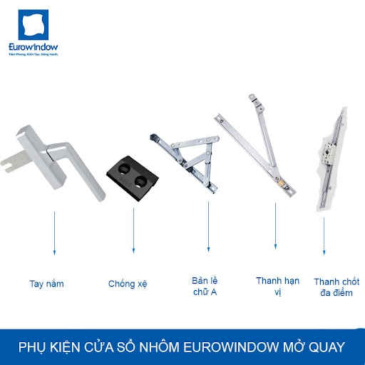 Bộ phụ kiện cửa sổ nhôm Eurowindow mở quay