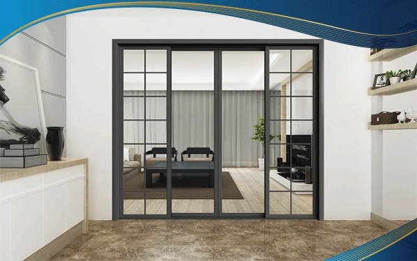 Cửa kết hợp giữa đố dọc và đố ngang 4 cánh tạo sự độc đáo cho không gian hiện đại 