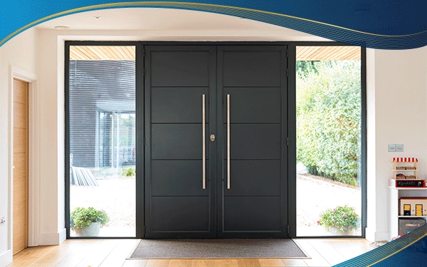 Cửa chính pano 1 bên, kính 1 bên độc đáo, giúp không gian thoáng rộng nhưng cũng giữ được sự bảo mật, riêng tư