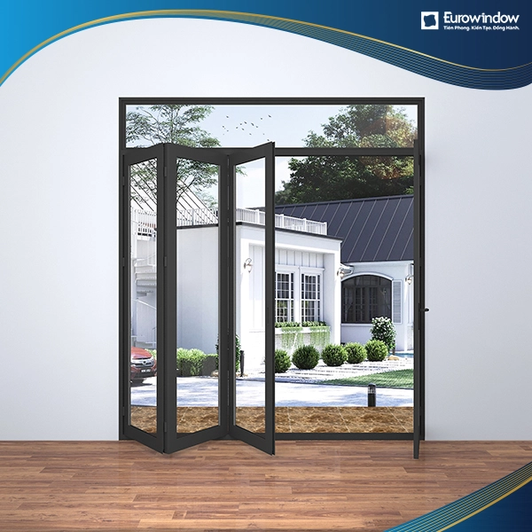 Cửa mở xếp trượt 3 cánh màu đen Eurowindow