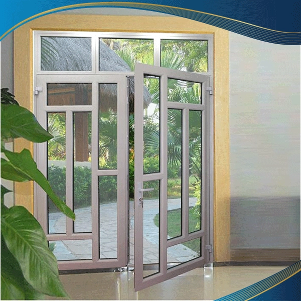 Cửa nhôm 2 cánh chia ô hình chữ nhật làm cửa đi cho căn nhà hoặc homestay
