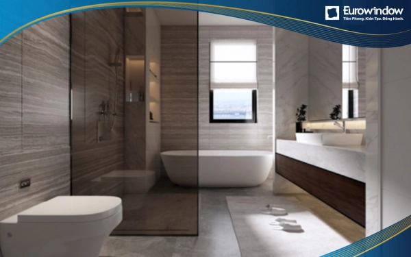 Cửa nhôm 1 cánh màu trắng mở quay cho phòng tắm