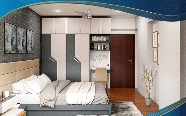 Cửa nhôm 1 cánh giả gỗ cho phòng ngủ sang trọng, hiện đại