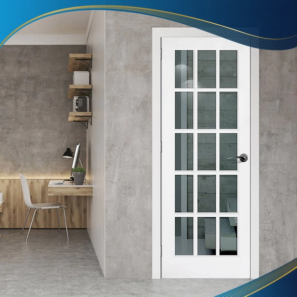 Cửa nhôm 2 cánh cánh màu trắng mở quay được lắp đặt tại phòng khách
