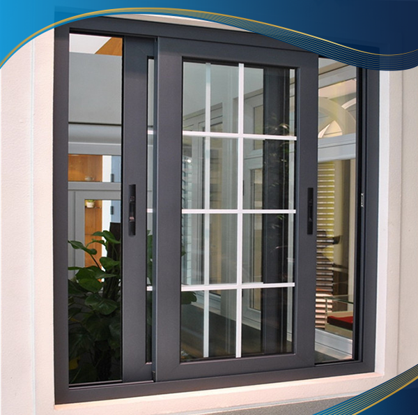 Cửa sổ nhôm 2 cánh tĩnh điện mở trượt màu kết hợp thanh nan