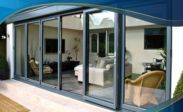 Cửa đi nhôm sơn tĩnh điện 6 cánh mở quay màu đen cho căn villa