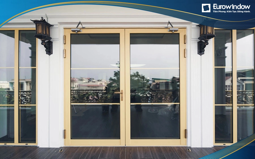 Công trình văn phòng cao cấp tại phường Rạch Dừa, TP Vũng Tàu sử dụng toàn bộ cửa nhôm Eurowindow màu gold sang trọng