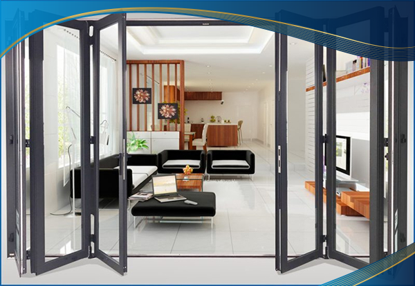 Cửa nhôm xếp trượt 6 cánh quy cách 6-3-3 áp dụng trong các căn nhà ống, nhà cấp 4, sản phẩm được sử dụng keo ép góc bằng nhôm định hình