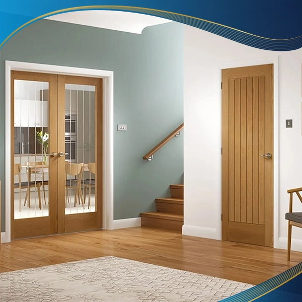 Cửa nhựa lõi thép màu vân gỗ 2 cánh mở quay