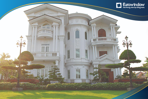 Cửa nhựa lõi thép Eurowindow đơn giản, hiện đại cho căn biệt thự