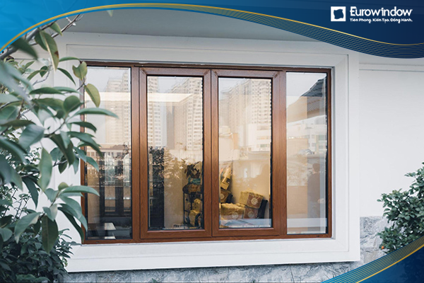 Cửa sổ nhựa lõi thép dán mà laminate nâu cà phê cổ điển cho căn nhà tại Cầu Giấy