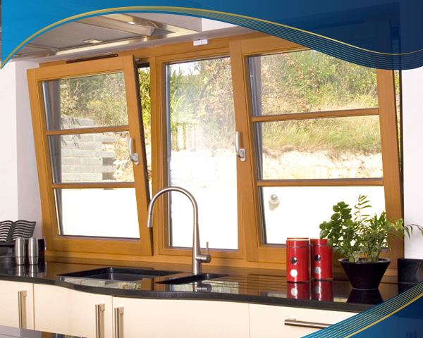 Cửa nhựa lõi thép 3 cánh mở lật màu vân gỗ đẹp tại căn homestay ở Quận 7