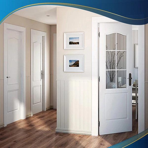 Cửa nhựa lõi thép 1 cánh mở quay màu trắng làm cửa đi phòng đọc sách và các phòng ngủ tại căn nhà riêng