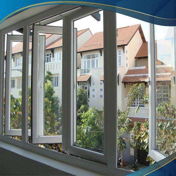 Cửa sổ nhựa lõi thép 4 cánh mở quay màu đen
