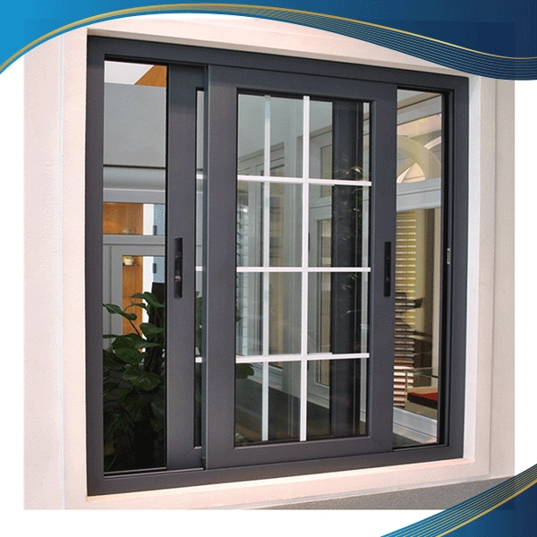 Cửa sổ 2 nhựa uPVC 2 cánh mở trượt màu đen sang trọng, sử dụng cho công trình nhà ở