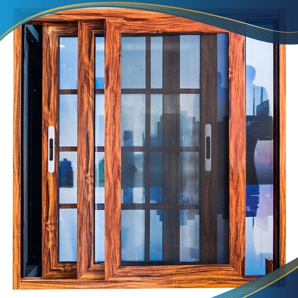 Cửa sổ nhựa 3 cánh mở lùa màu vân gỗ mang lại cảm giác ấm cúng, sang trọng cho không gian