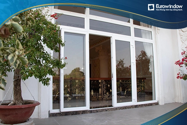 Cửa nhựa uPVC mở trượt màu trắng 2 cánh