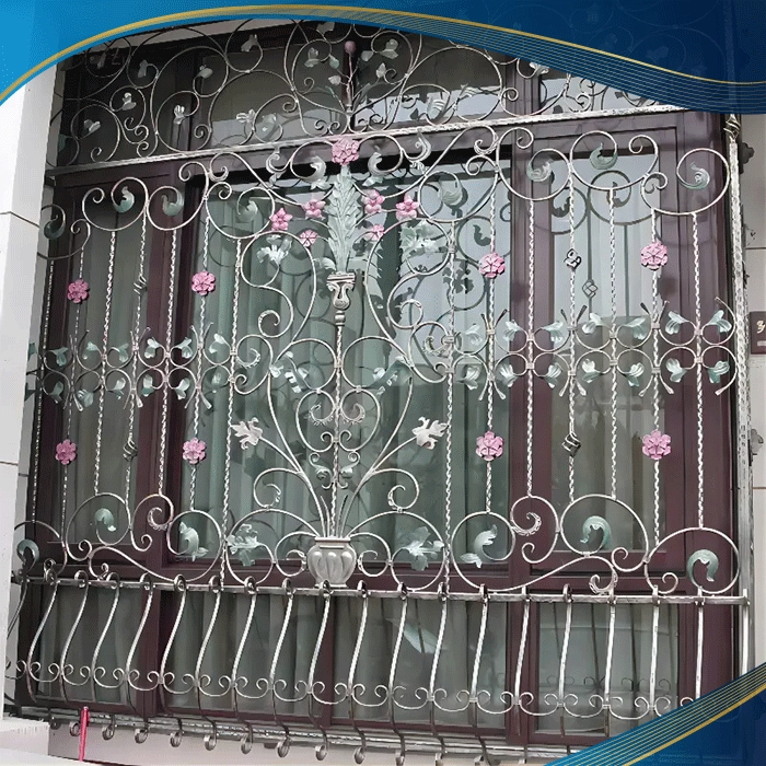 Cửa sổ nhựa lõi thép 4 cánh mở trượt hoa văn