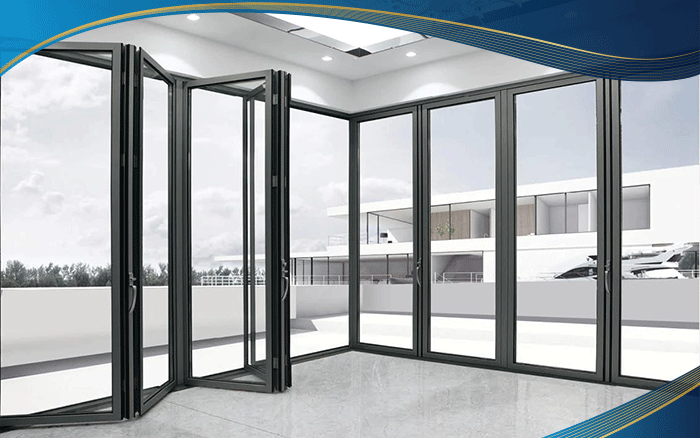 Cửa lùa xếp trượt vuông góc 10 cánh