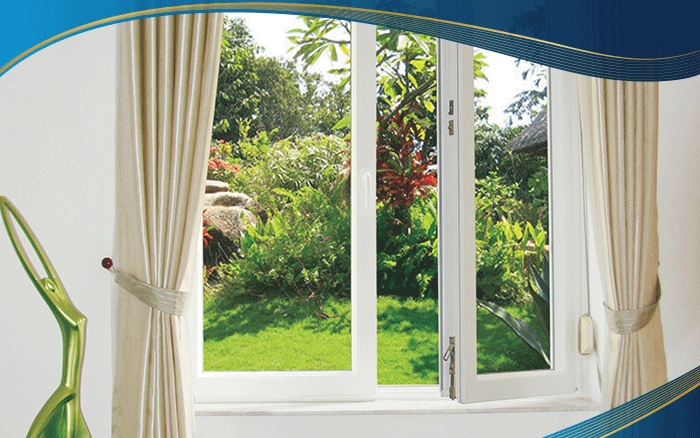 Cửa nhựa lõi thép 2 cánh mở trong màu trắng
