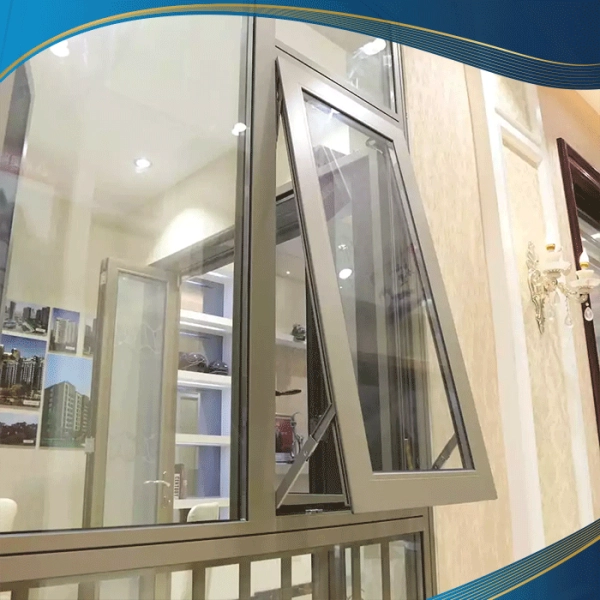 Cửa sổ mở hất ra ngoài 1 cánh màu nâu được lắp đặt tại công trình biệt thự của gia đình