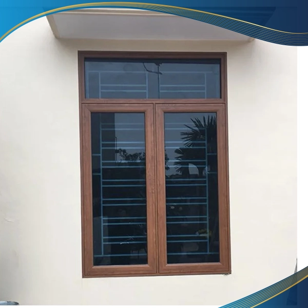 Cửa sổ nhôm 2 cánh lùa màu vân gỗ