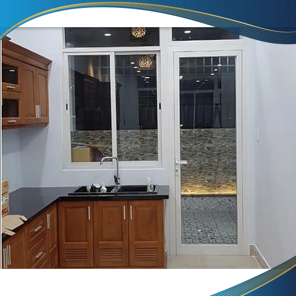 Cửa sổ nhôm 2 cánh lùa màu trắng sứ