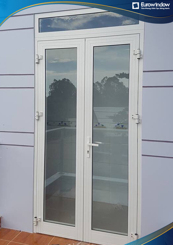 Cửa nhôm màu trắng 2 cánh kết hợp ô cố định
