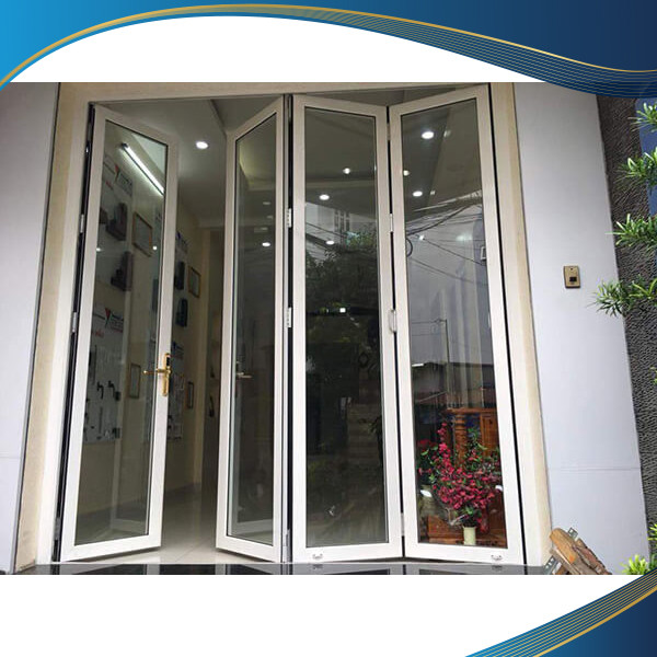 Cửa nhôm xếp trượt 4 cánh màu trắng