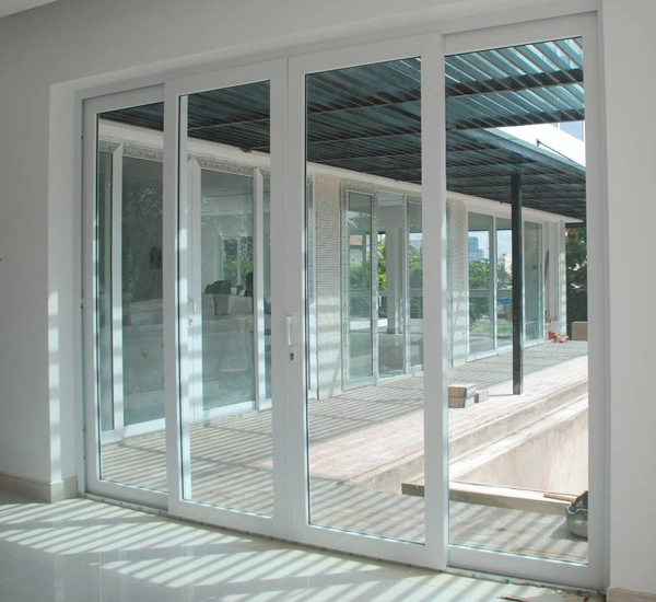 Cửa nhựa lõi thép 2 cánh mờ lùa văn phòng