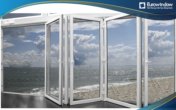 Cửa nhôm xếp trượt gấp 5 cánh