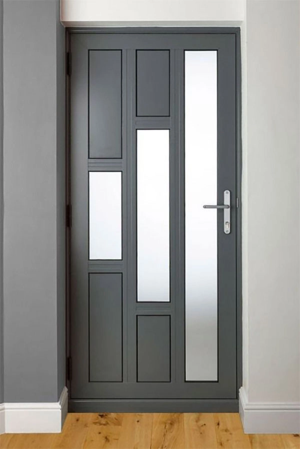 Cửa nhôm 1 cánh phòng ngủ chia ô màu ghi