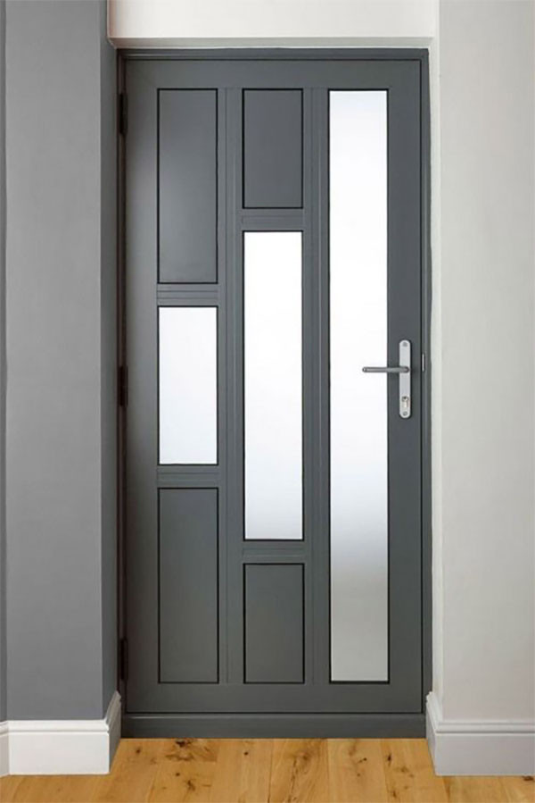 Cửa nhôm 1 cánh phòng ngủ chia ô màu ghi