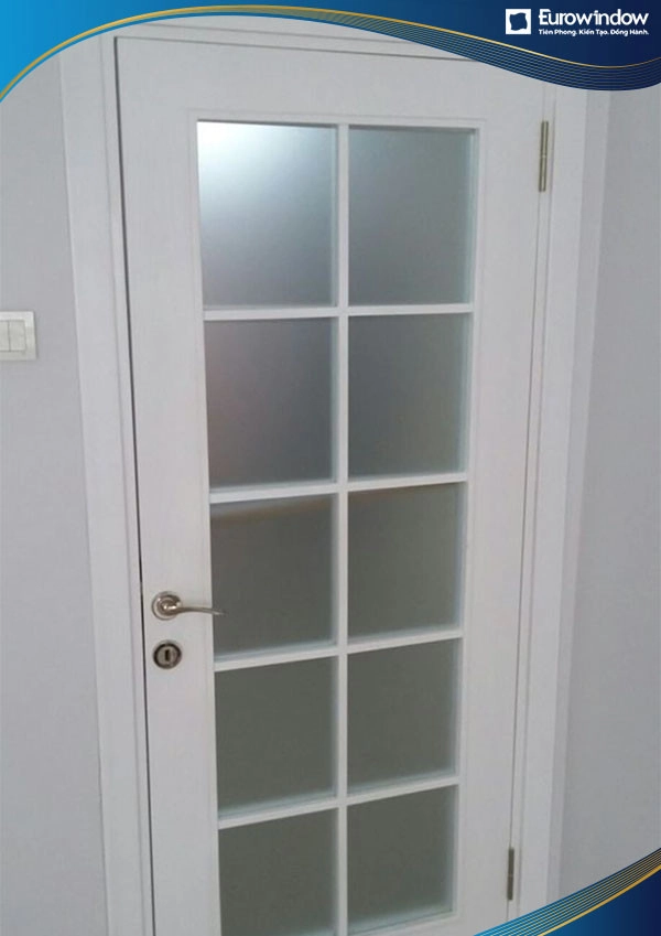 Cửa nhôm 1 cánh phòng ngủ chia ô màu trắng