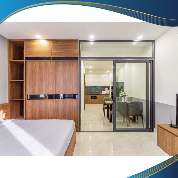 Cửa nhôm 1 cánh phòng ngủ mở trượt kính trong