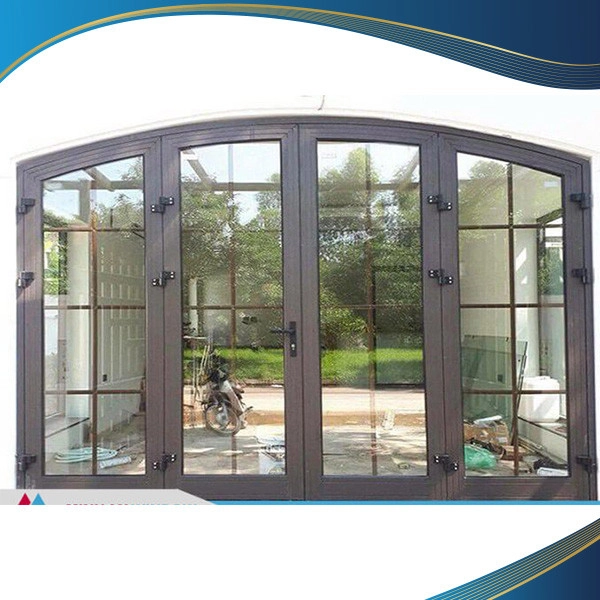 Cửa nhôm màu cà phê mái vòm