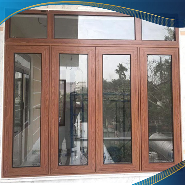 Cửa nhựa lõi thép vân gỗ mở quay ô cố định