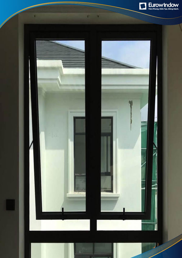 Cửa sổ mở hất 2 cánh màu xám ghi