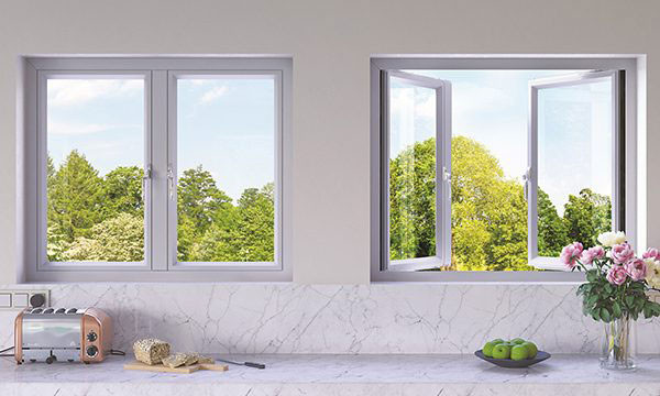 Cửa sổ nhôm 2 cánh mở quay ngoài thường được lắp đặt tại phòng khách hoặc phòng bếp để đón nắng đón gió hiệu quả