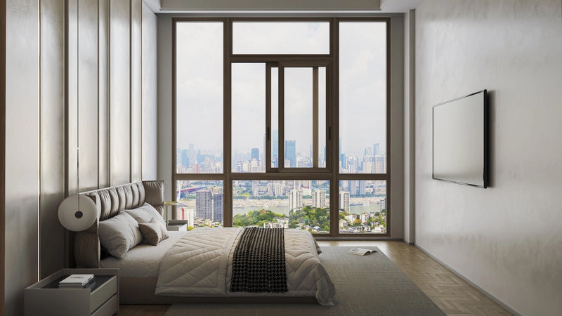 Cửa sổ nhôm 2 cánh mở trượt khung nhỏ gọn, tối ưu tầm nhìn