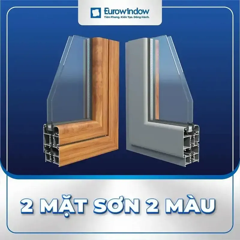 Cửa đi nhôm của Eurowindow có khả năng lựa chọn 2 màu sắc khác nhau cho 2 mặt profile, nâng tầm thẩm mỹ cho cả không gian nội thất và ngoại thất.