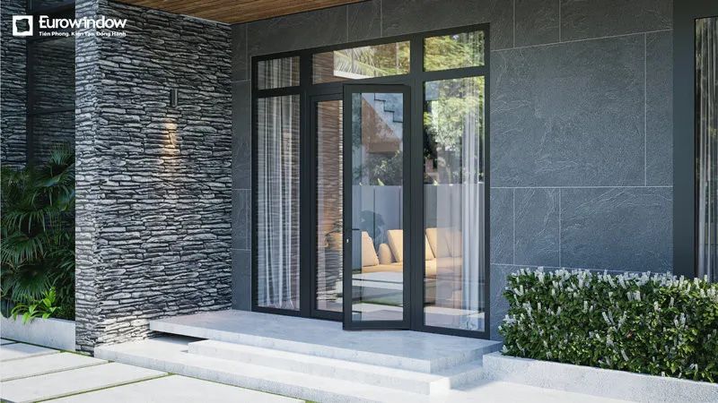 Cửa đi nhôm mở quay cho cửa chính và ban công, đóng kín tốt