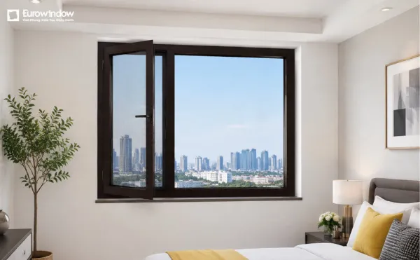 Cửa sổ mở quay trong 1 cánh giúp việc vệ sinh mặt ngoài kính dễ dàng hơn (Nguồn: Internet)