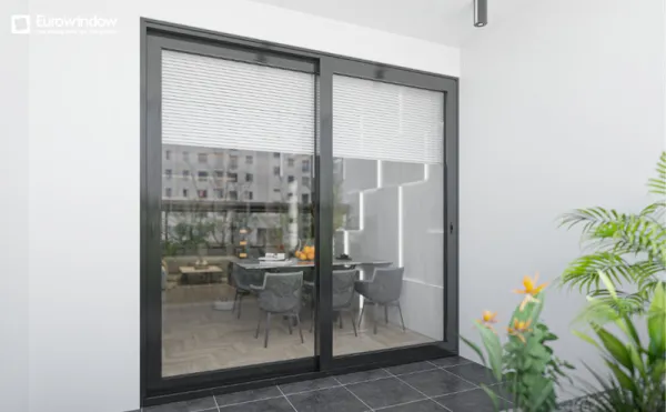 Hệ cửa nhôm trượt với hệ thanh ray chất lượng, di chuyển êm ái (Nguồn: Eurowindow)