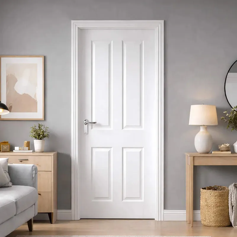 Thiết kế cửa gỗ màu trắng mang lại cảm giác sạch sẽ, nhẹ nhàng và tinh tế cho không gian nghỉ ngơi.