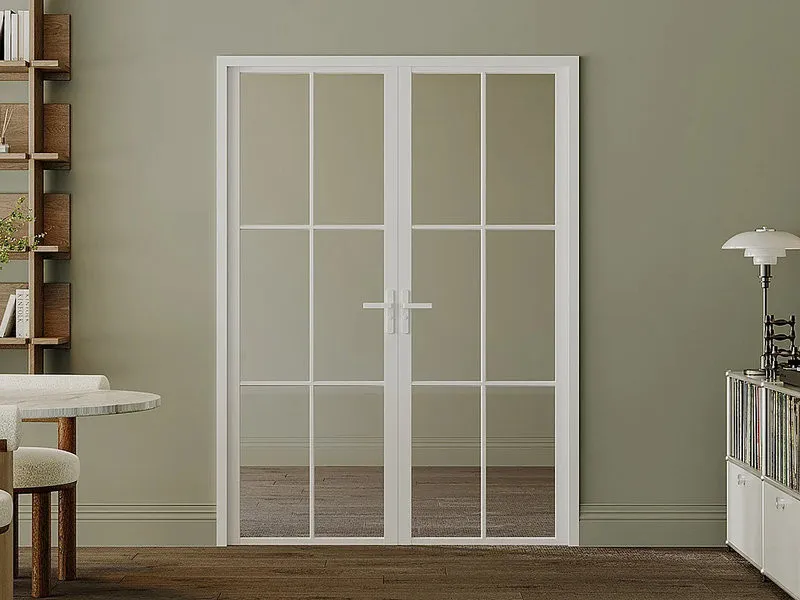 Thiết kế cửa nhôm 2 cánh tông trắng mang lại vẻ tinh tế, sạch sẽ cho mặt tiền và nội thất.