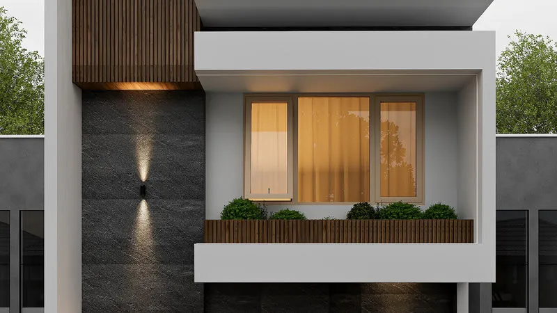 Thiết kế cửa nhôm 2 cánh xám sần mang lại cảm giác chắc chắn, sang trọng và ít lộ bụi bẩn.