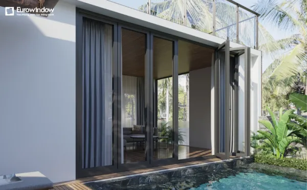 Thiết kế xếp gọn nhiều cánh phù hợp với biệt thự, villa (Nguồn: Eurowindow)